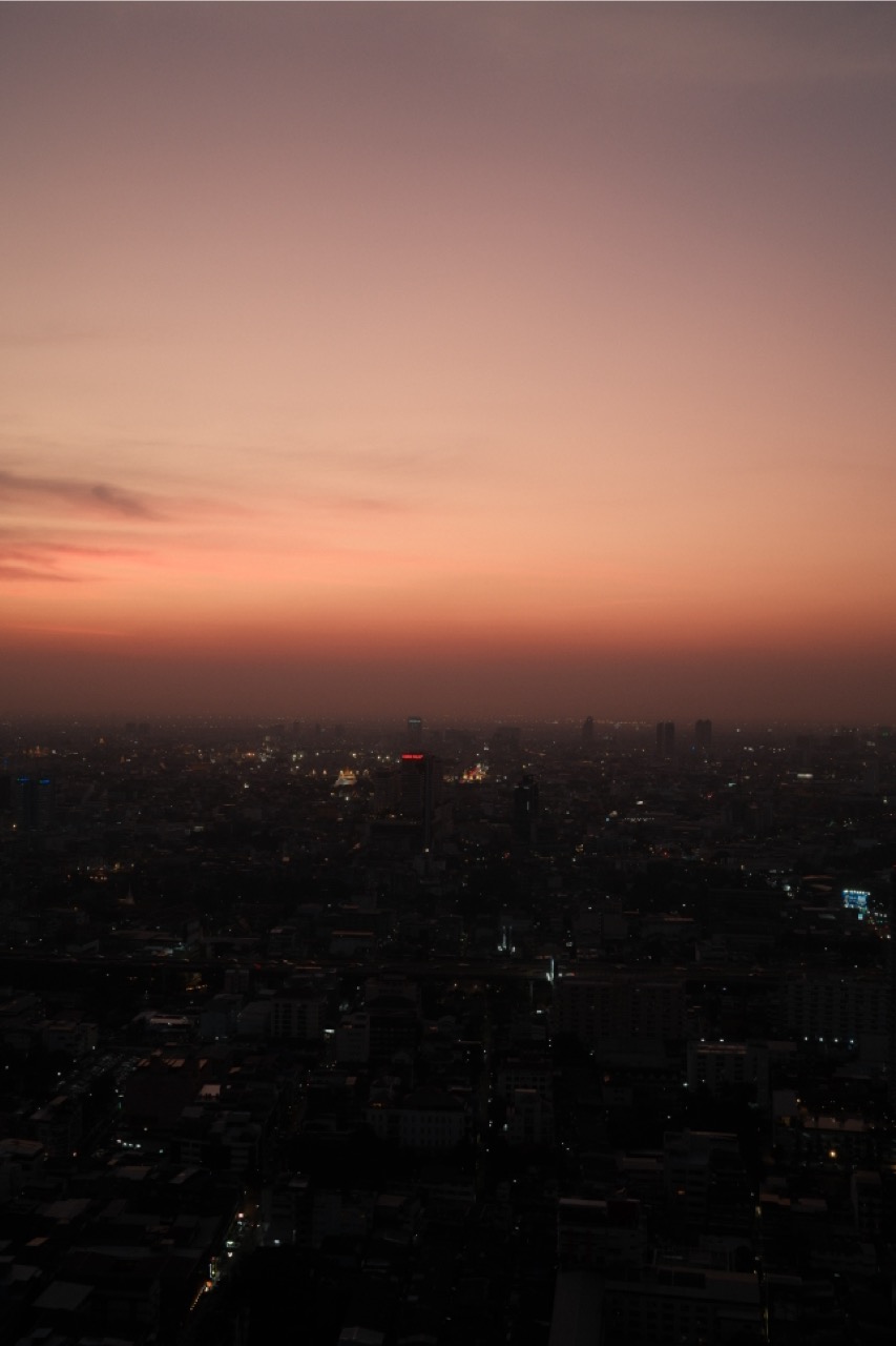 City skyline at dusk